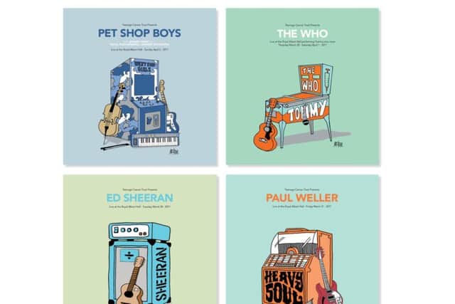 The four Teenage Cancer Trust prints.