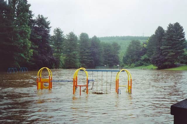 Flooding at a playground in Oughtibridge in 2007 (Photo by Andrew Calow)