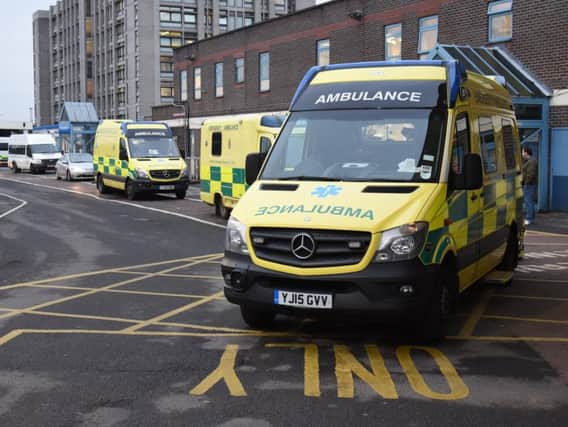 Ambulances outside Doncaster Royal Infirmary