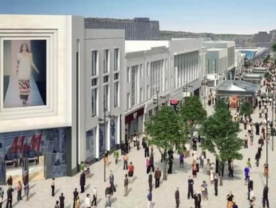 An artist's impression of plans for new shops on The Moor, in Sheffield
