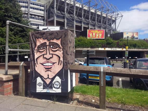 The portrait of Kevin Keegan outside Newcastle United's stadium.