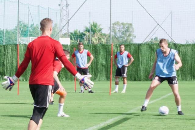 Paul Coutts and Simon Moore at Sheffield United's training camp in Spain
