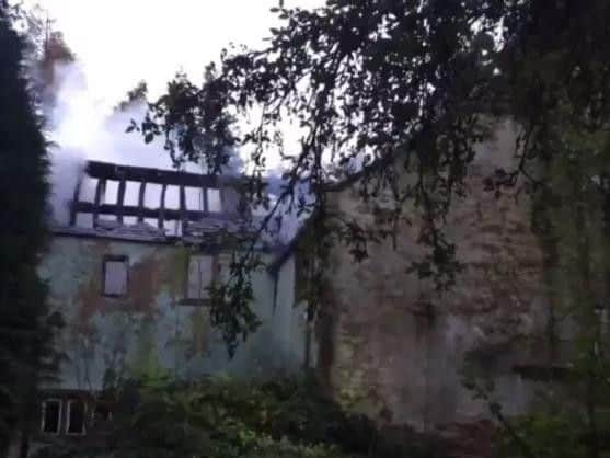 Spout House in Stannington during the fire.