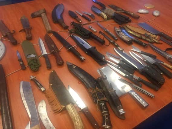 Knives handed in during an earlier amnesty in South Yorkshire