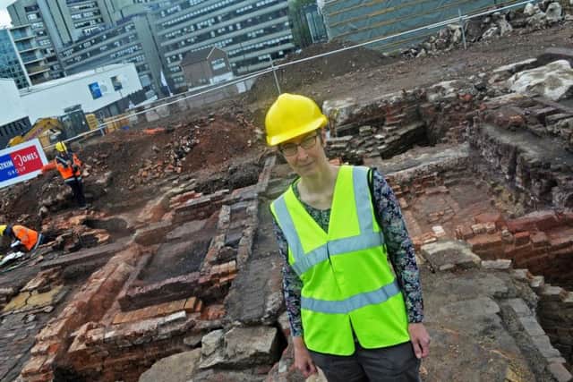 Dinah Saich, Principal  Archaeologist with South Yorkshire Archaeology Service, pictured at the Hollis Croft site.