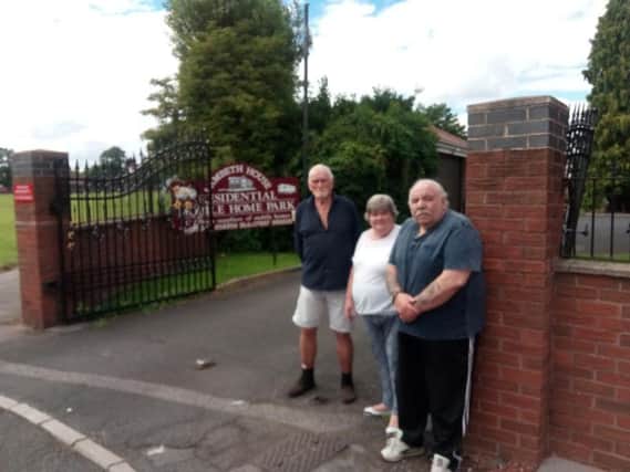 Concerned residents at the gates of Lambeth House mobile home park