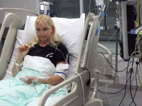 Kim Davies during her time in hospital
