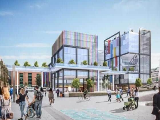 An artists' impression showing how the new Channel 4 headquarters could look in Sheffield.