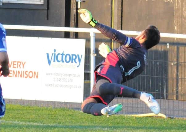 Tommy Lee pulls of a save in the win over Handsworth Parramore (Pic: Phil Tooley)