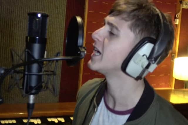 The Sherlocks frontman singer songwriter and guitarist Kiaran Crook at work recording debut album Live For The Moment at Rockfield Studios in Monmouth, Wales.