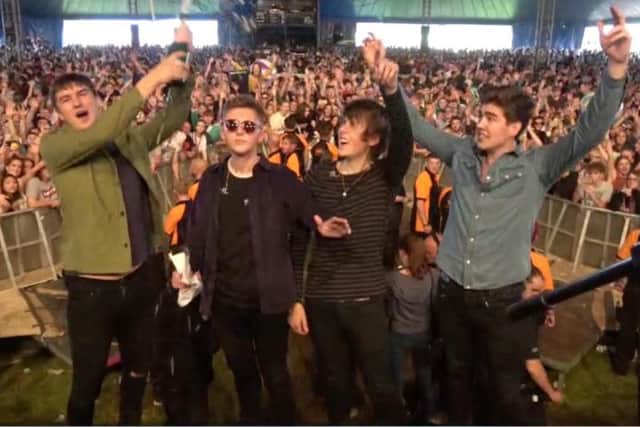 Live For The Moment stars The Sherlocks popping champagne to celebrate their debut top 10 chart position.