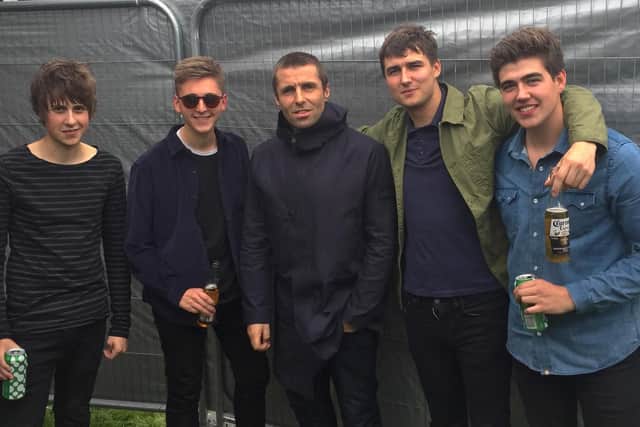 Champagne Supernova as The Sherlocks have a top 10 album chart celebration drink backstage at Leeds Festival with Oasis legend Liam Gallagher.
