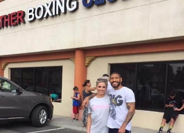 Sophie with boxer Ashley Theophane in Las Vegas.