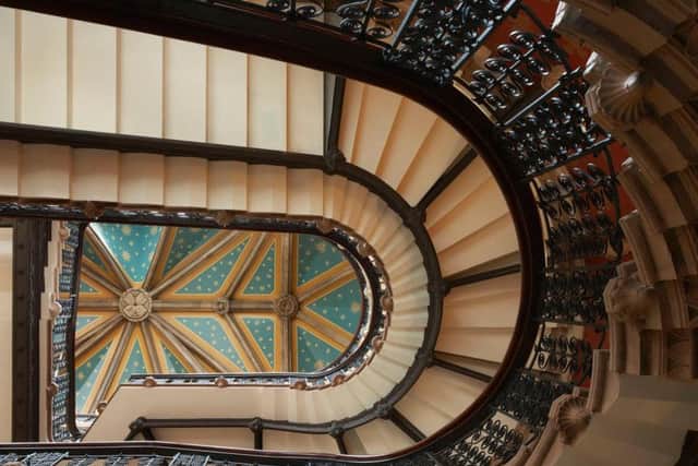 The hotel's grand staircase