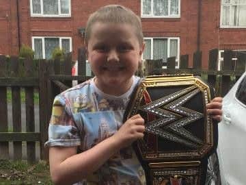 Bobby with a wrestling belt.