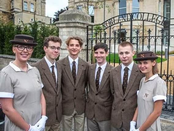Doncaster's Jordan Murray (second from right) with some of the other new Norland College students. (Photo: SWNS).