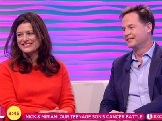 Nick Clegg and his wife, Miriam (Picture: ITV)