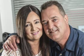 Former footballer turned Police Officer Julian Broddle at home in Dinnington with partner Jane