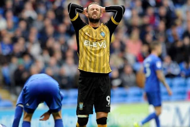 Steven Fletcher reacts to a missed chance during the draw with Cardiff