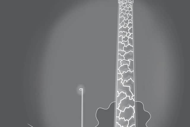 An artist's impression of the 'cracked chimney', which will be lit up from within