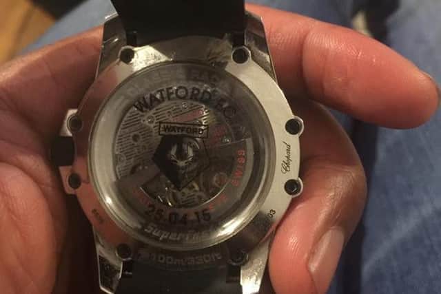 Pudil's former teammate Llody Doyley shared this photo of one the commemorative watches given to players to mark Watford's promotion (photo: Lloyd Doyley)