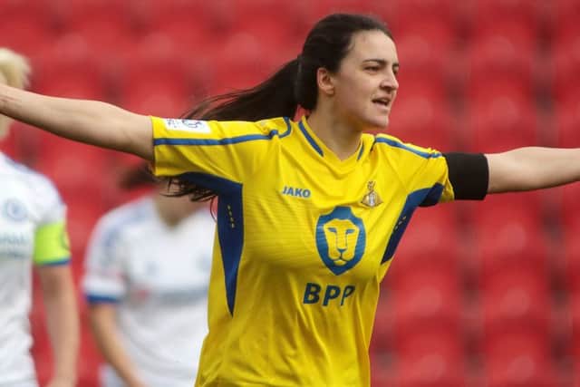 Jess Sigsworth marks her return after 13 months injured with a fine performance for Doncaster Belles. Photo by Glenn Ashley Photography