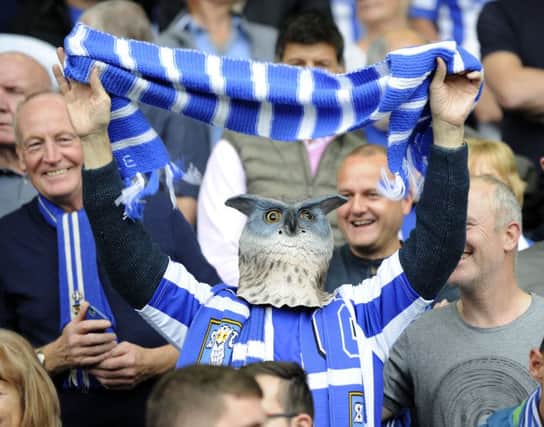 Owls fans at Hill;sborough....Pic Steve Ellis
