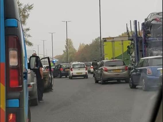 The Sheffield Parkway is closed to in-bound traffic this morning

Picture: Vincent Hawksworth