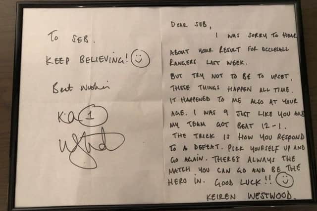 The letter from the Sheffield Wednesday goalkeeper.