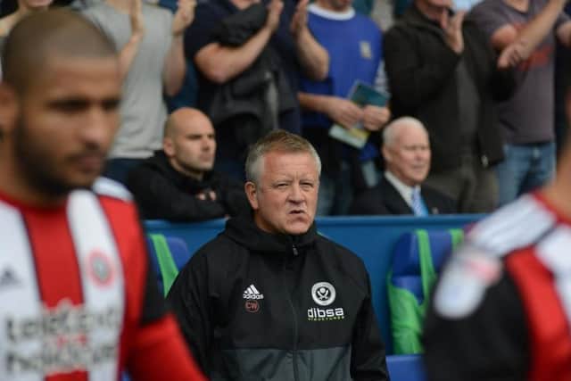 Sheffield United manager Chris Wilder watches Leon Clarke