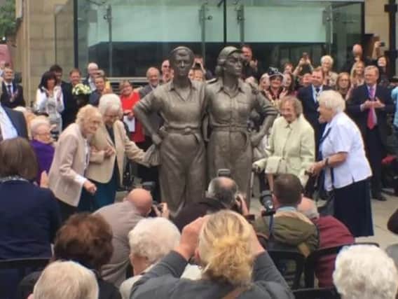 The unveiling of the Women of Steel statue.