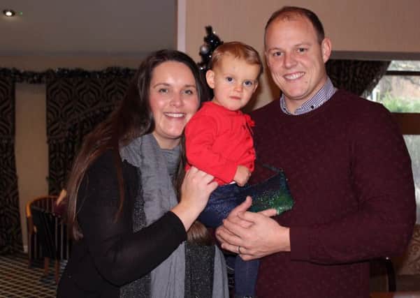 Kate and Andy Lintin  with their daughter Maisie. Kate, of Rotherham, died suddenly of a heart attack in February.