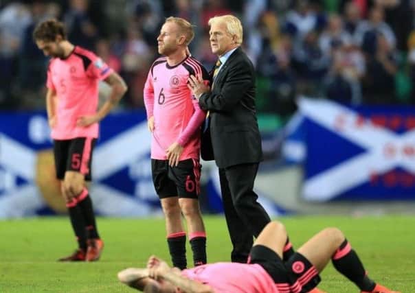 Barry Bannan with Scotland boss Gordon Strachan after the Scots failed to make the World Cup qualifying play-offs
