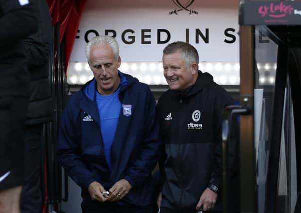 Mick McCarthy manager of Ipswich Town and Chris Wilder manager of Sheffield Utd walk out together before their sides' match at Bramall Lane. Simon Bellis/Sportimage