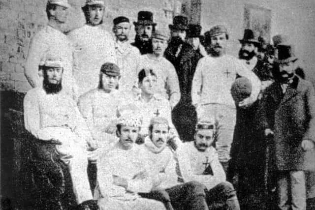 The first known photo of Sheffield FC, formed in 1857.