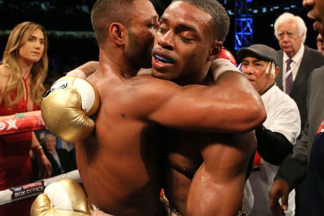 Kell Brook (left) and Errol Spence after their IBF Welterweight World Championship at Bramall Lane, Sheffield.