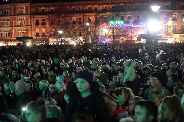 The people of Sheffield gather for the Christmas light switch on - Glenn Ashley