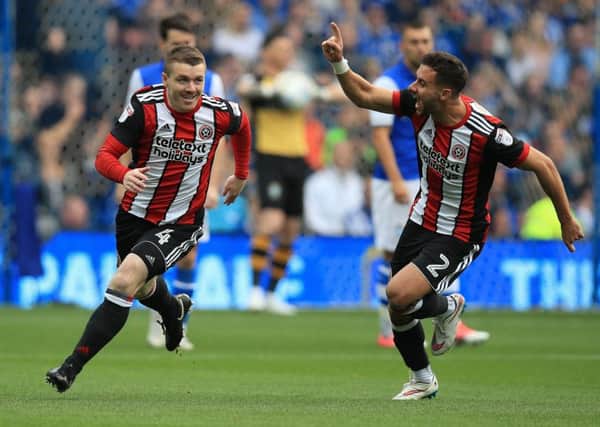 Sheffield United's John Fleck celebrates scoring his side's first goal of the game during the Sky Bet Championship match at Hillsborough.
