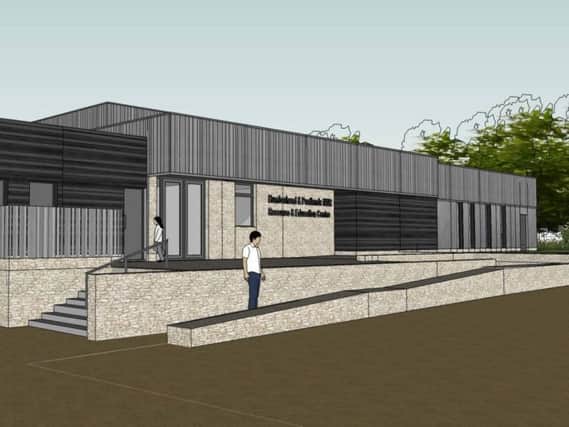 An artist's impression of the front view of the Humberhead & Peatlands NNR Resource & Education Centre , at Hatfield.