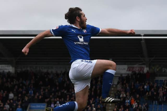 Picture Andrew Roe/AHPIX LTD, Football, EFL Sky Bet League Two, Chesterfield Town v Carlisle United, Proact Stadium, 28/10/17, K.O 3pm
Chesterfield's Jak McCourt celebrates his goal
Andrew Roe>>>>>>>07826527594