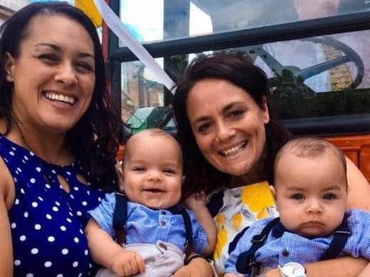 Nicola Minichiello and partner Jo Manning with IVF twins Zach and Freddy