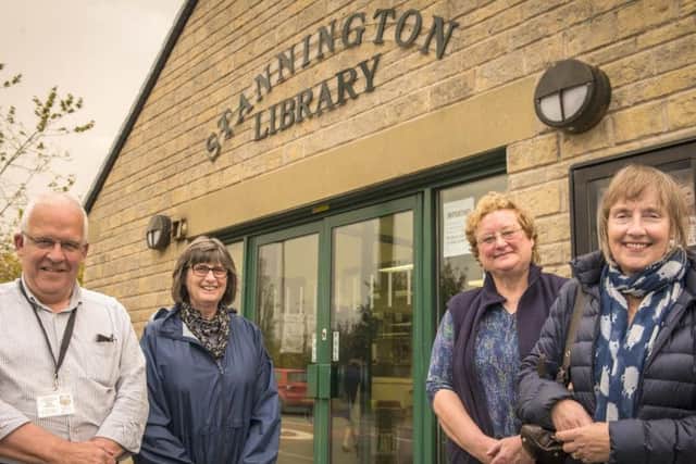 Bob Mynors, Mel Smart, Jenny van Tinteren and Carole Allen outside Stannington Library. Picture: Marisa Cashill