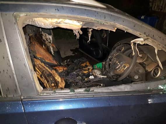 Damage to a car torched in Rufford Rise, Sheffield