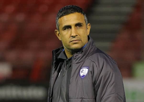 Picture by Gareth Williams/AHPIX.com; Football; Sky Bet League Two; Crawley Town v Chesterfield FC; 17/10/2017 KO 19.45; Checkatrade.com Stadium; copyright picture; Howard Roe/AHPIX.com; Spireites boss Jack Lester takes a look at the Crawley pitch ahead of kick-off