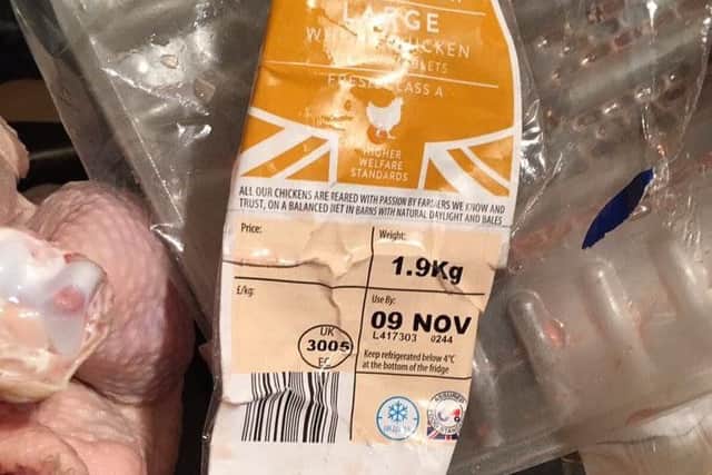 The packaging for the chicken