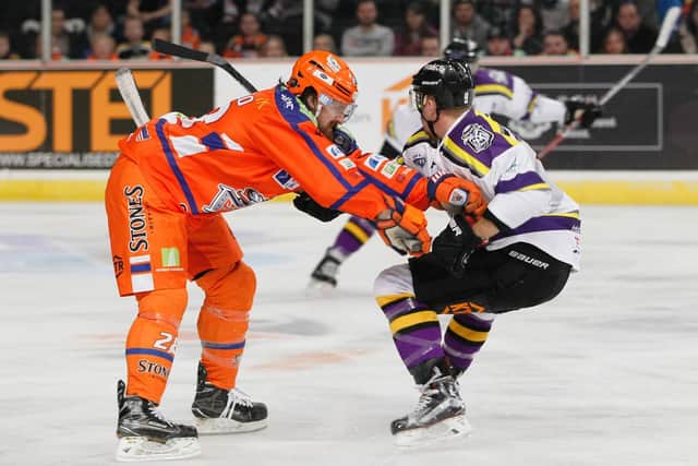 Zack Fitzgerald against Manchester Storm. Pic by Hayley Roberts
