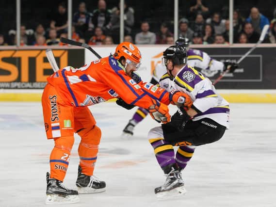 Zack Fitzgerald against Manchester Storm. Pic by Hayley Roberts