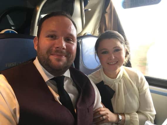 Christian Stickland with his now-fiancee Claire Hiley