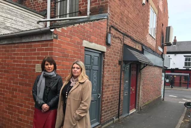 Coun Jayne Dunn, Cabinet Member for Neighbourhoods and Community Safety and Michelle Houston, Service Manager, Private Housing Standards at Sheffield City Council pictured near to London Road