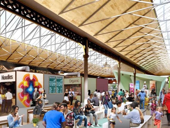 An artist's impression of how the wool market will look inside after its transformation